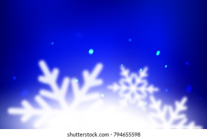 Dark BLUE vector cover with beautiful snowflakes. Glitter abstract illustration with crystals of ice. The pattern can be used for new year ad, booklets.
