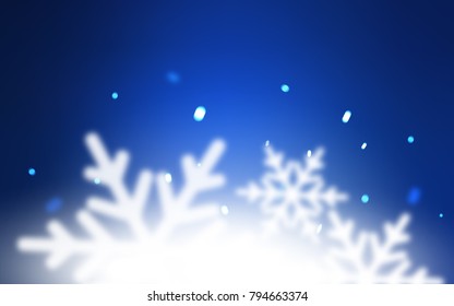 Dark BLUE vector cover with beautiful snowflakes. Glitter abstract illustration with crystals of ice. New year design for your business advert.