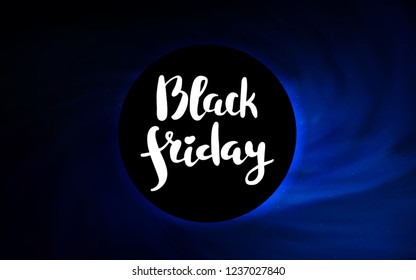 Dark BLUE vector cover with a black hole, nebula. Gradient colorful illustration with a black hole, stars. Pattern for posters, banners of sales.