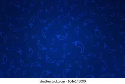 Dark BLUE vector cover with chili peppers. Beautiful colored illustration with peppers in doodle style. Pattern for ads of breakfast, lunch, dinner.