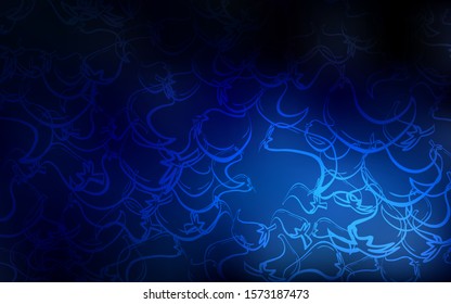 Dark BLUE vector cover with chili peppers. Glitter abstract sketch with hot peppers. Pattern for menu of cafes, bars, restaurants.
