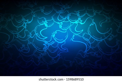 Dark BLUE vector cover with chili peppers. Glitter abstract sketch with hot peppers. Doodle design for your business advert of cafes.