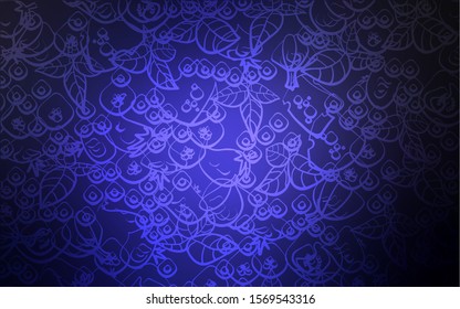 Dark BLUE vector cover with cuisine gourmet. Blurred decorative design of snacks in doodle style. Doodle design for your business advert of cafes.