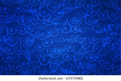 Dark BLUE vector cover with cuisine gourmet. Blurred decorative design of snacks in doodle style. Doodle design for your business advert of cafes.