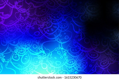 Dark BLUE vector cover with cuisine gourmet. Fast Food on blurred abstract background with colorful gradient. Template for meal cooking in kitchen.