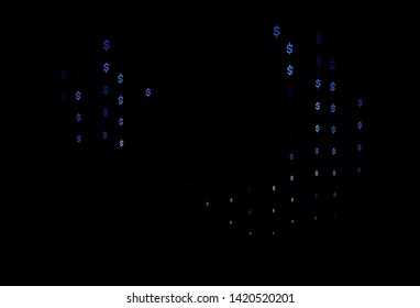 Dark BLUE vector cover with Dollar signs. Abstract illustration with colored financial digital symbols. Smart design for your business advert of economic, wealth.