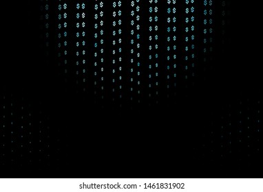 Dark BLUE vector cover with Dollar signs. Colored symbols of all currency on white background. Template for ads of markets, loans.