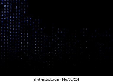 Dark BLUE vector cover with dollar, USD, usa signs. Shining colored illustration with dollar, USD, usa signs. Smart design for your business advert of economic, wealth.