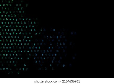Dark blue vector cover with english symbols. Modern geometrical illustration with ABC english symbols. The pattern can be used for ad, booklets, leaflets of education.