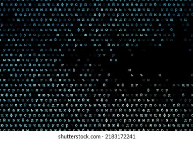 Dark blue vector cover with english symbols. Abstract illustration with colored latin alphabet. Smart design for your business advert of university.