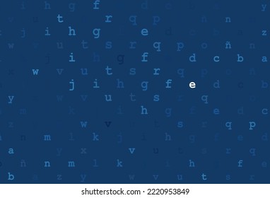 Dark blue vector cover with english symbols. Abstract illustration with colored latin alphabet. The pattern can be used as ads, poster, banner for books.