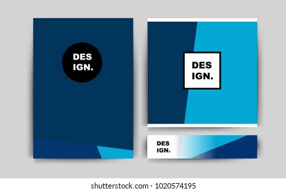 Dark BLUE vector cover for Envelopes. Glitter abstract design concept with text box. The pattern can be used for any ad, booklets.