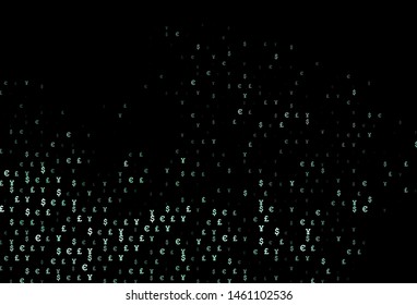 Dark BLUE vector cover with EUR, JPY, GBP signs. Blurred design in with symbols of EUR, JPY, GBP. The pattern can be used for ad, booklets, leaflets of banks.