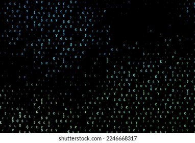 Tapa vectorial azul oscuro con signos EUR, JPY, GBP. Ilustración de colores brillantes con signos EUR, JPY, GBP. Diseño inteligente para tu anuncio comercial de riqueza económica.