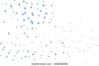 Dark BLUE vector cover with Euro, Dollar, Yen signs. Illustration with EUR, USD, JPY signs on white template. The pattern can be used as ads, poster, banner for payments.
