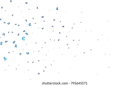Dark BLUE vector cover with Euro, Dollar, Yen signs. Blurred design in with symbols of EUR, USD, JPY. The pattern can be used for financial, investment websites.