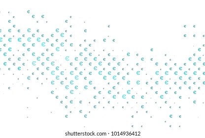 Dark BLUE vector cover with financial symbols. Shining colored illustration with Euro signs, EUR. Best design for your ad, poster, banner of BTC money.