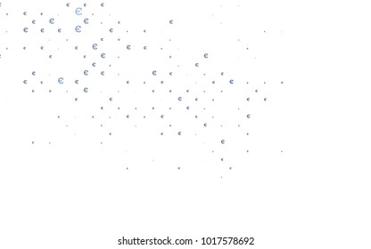 Dark BLUE vector cover with financial symbols. Shining illustration with signs of Euro on abstract template. The pattern can be used for ad, booklets, leaflets of banks.
