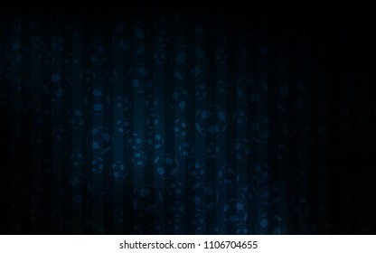 Dark BLUE vector cover with football symbols. Colored illustration with balls on a gradiental backdrop. Design for posters, banners of sports competitions.