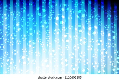 Dark BLUE vector cover with football symbols. Colorful gradient with signs of soccer tournament. Smart design for ads of soccer matches.
