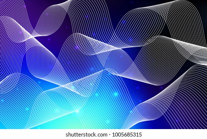 Dark BLUE vector cover with happy holiday ribbons. Confetti on blurred abstract background with colorful gradient. The pattern can be used for birthday gifts, congratulations.