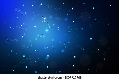 Dark BLUE vector cover with happy holiday ribbons. Decorative shining illustration with ribbons on abstract template. The pattern can be used for new year ad, booklets.