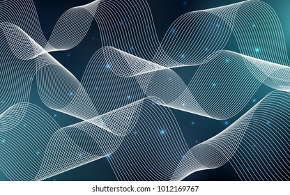 Dark BLUE vector cover with happy holiday ribbons. Confetti on blurred abstract background with colorful gradient. New design for ad, poster, banner of your Party.