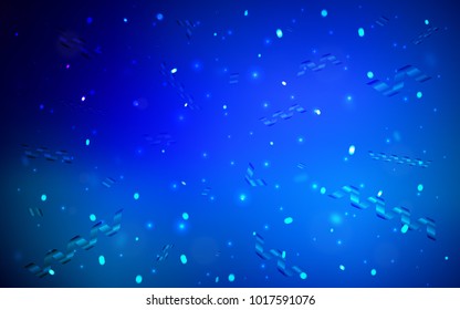 Dark BLUE vector cover with happy holiday ribbons. Blurred decorative design in anniversary style with confetti. The pattern can be used for new year ad, booklets.