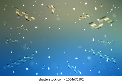 Dark BLUE vector cover with happy holiday ribbons. Glitter abstract illustration with colorful confetti, ribbons. The pattern can be used for carnival, festival leaflets.