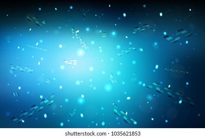 Dark BLUE vector cover with happy holiday ribbons. Glitter abstract illustration with colorful confetti, ribbons. New design for ad, poster, banner of your Party.