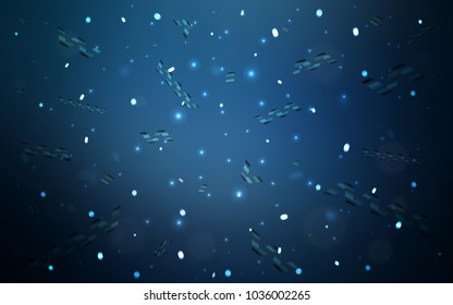 Dark BLUE vector cover with happy holiday ribbons. Confetti on blurred abstract background with colorful gradient. The pattern can be used for carnival, festival leaflets.