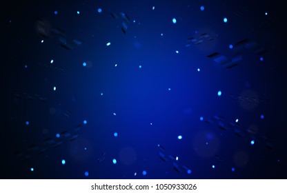 Dark BLUE vector cover with happy holiday ribbons. Modern geometrical abstract illustration with carnival ribbons. The pattern can be used for birthday gifts, congratulations.