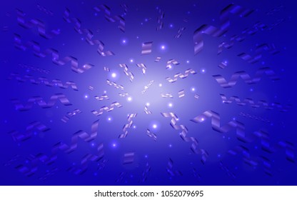 Dark BLUE vector cover with happy holiday ribbons. Blurred decorative design in anniversary style with confetti. Beautiful design for your business advert of anniversary.