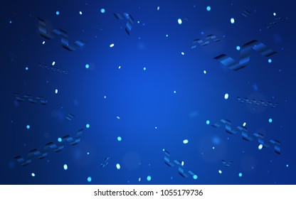 Dark BLUE vector cover with happy holiday ribbons. Beautiful colored illustration with ribbon in celebration style. The pattern can be used for carnival, festival leaflets.