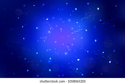 Dark BLUE vector cover with happy holiday ribbons. Confetti on blurred abstract background with colorful gradient. The pattern can be used for carnival, festival leaflets.
