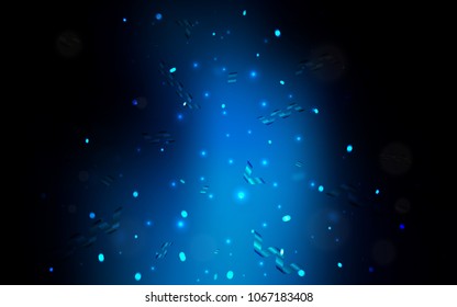 Dark BLUE vector cover with happy holiday ribbons. Decorative shining illustration with ribbons on abstract template. The pattern can be used for new year ad, booklets.
