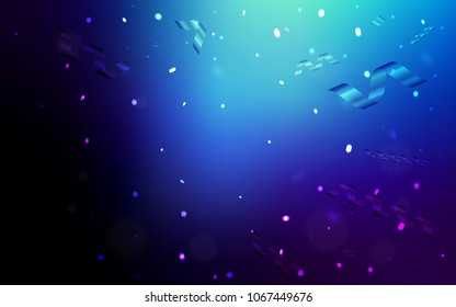Dark BLUE vector cover with happy holiday ribbons. Beautiful colored illustration with ribbon in celebration style. The template can be used as a background for postcards.