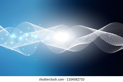 Dark BLUE vector cover with happy holiday ribbons. Blurred decorative design in anniversary style with confetti. The template can be used as a background for postcards.