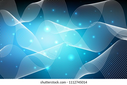Dark BLUE vector cover with happy holiday ribbons. Blurred decorative design in anniversary style with confetti. The pattern can be used for new year ad, booklets.