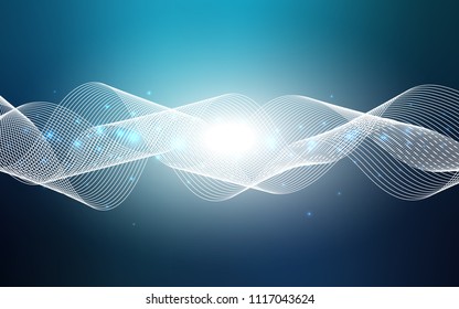 Dark BLUE vector cover with happy holiday ribbons. Decorative shining illustration with ribbons on abstract template. The pattern can be used for new year ad, booklets.