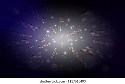 Dark BLUE vector cover with happy holiday ribbons. Confetti on blurred abstract background with colorful gradient. The template can be used as a background for postcards.