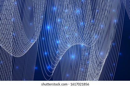 Dark BLUE vector cover with happy holiday ribbons. Blurred decorative design in anniversary style with confetti. The pattern can be used for birthday gifts, congratulations.