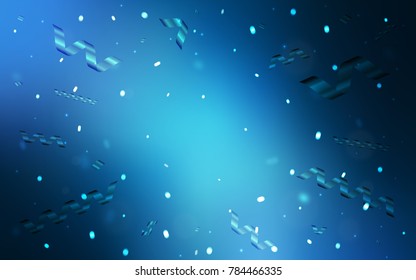 Dark BLUE vector cover with happy holiday ribbons. Modern geometrical abstract illustration with carnival ribbons. The pattern can be used for birthday gifts, congratulations.
