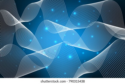 Dark BLUE vector cover with happy holiday ribbons. Beautiful colored illustration with ribbon in celebration style. The pattern can be used for new year ad, booklets.