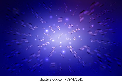 Dark BLUE vector cover with happy holiday ribbons. Glitter abstract illustration with colorful confetti, ribbons. New design for ad, poster, banner of your Party.