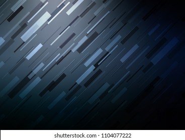 Dark BLUE vector cover with long lines. Lines on blurred abstract background with gradient. Best design for your ad, poster, banner.