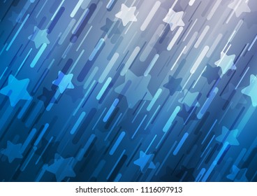 Dark BLUE vector cover with long lines. Decorative shining illustration with lines on abstract template. Best design for your ad, poster, banner.