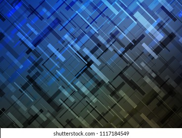 Dark BLUE vector cover with long lines. Decorative shining illustration with lines on abstract template. The pattern can be used for busines ad, booklets, leaflets