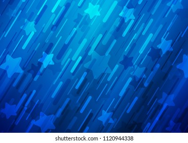 Dark BLUE vector cover with long lines. Shining colored illustration with narrow lines. Best design for your ad, poster, banner.