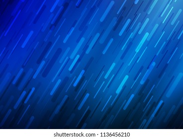 Dark BLUE vector cover with long lines. Decorative shining illustration with lines on abstract template. Smart design for your business advert.